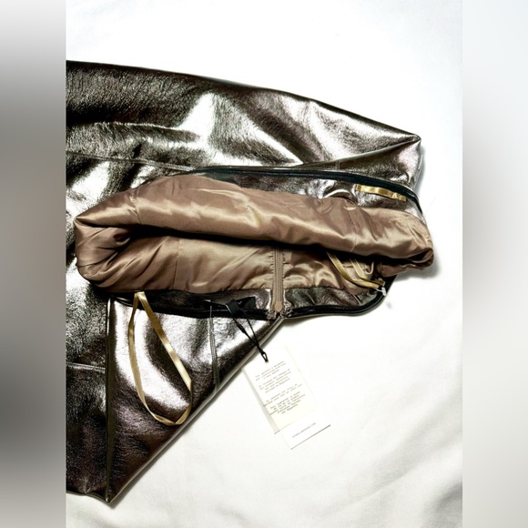 METALLIC SHINY MIDI NIGHT DRESS Fabric imitation leather - Picture 14 of 15